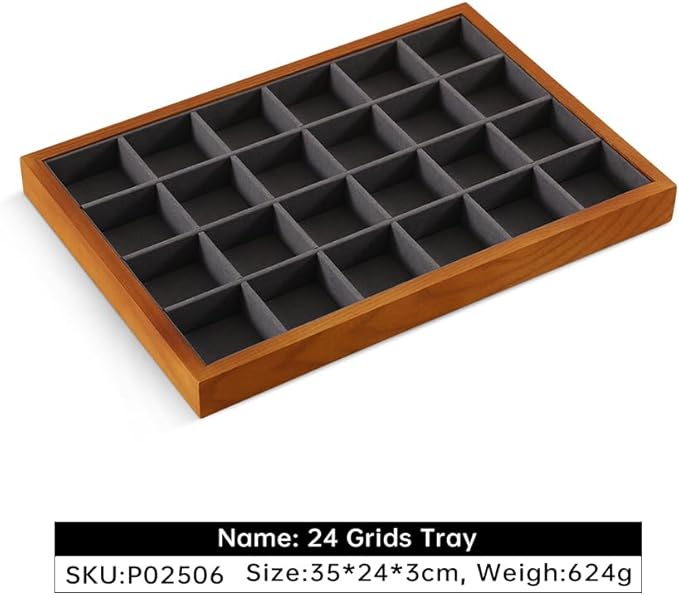 Yinbeini Earring Storage Tray, Wood Jewelry Organizer Tray,Black Stackable Jewelry Trays,Premium Wood Earring Display
