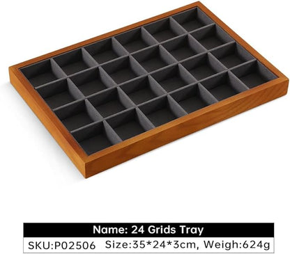Yinbeini Earring Storage Tray, Wood Jewelry Organizer Tray,Black Stackable Jewelry Trays,Premium Wood Earring Display