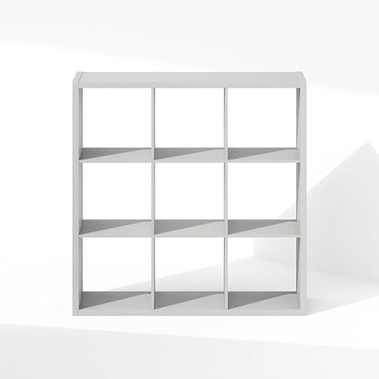 Furinno Cubic Closet Organizers and Storage, 9-Cube Closet Organizer, Open Shelf Closet Storage, Extra Thick Frame for Wardrobe, Bedroom, Living Room, Light Grey