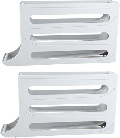 Aramox Auto Rolling Egg Dispenser Automatic Rolling Holder Organizer 2 Pack 4 Tier Space Saving Refrigerator Container Holds 60 Eggs with Non Slip Feet for Kitchen Fridge (Gray)