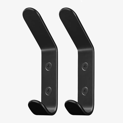 Homeforia Wall Coat Hook Rack - Set of 2 - Black Metal Hooks for Hanging Coats - Hat Hooks - Hat Hangers for Wall