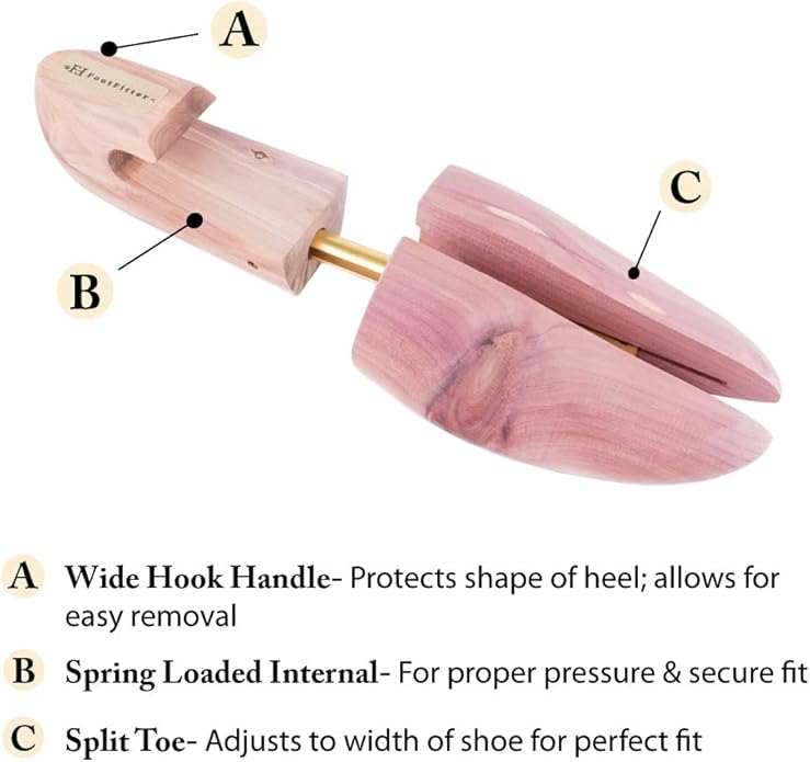 Cedar Shoe Trees for Men, Wide Heel Split Toe, Aromatic Cedar Boot Tree - DW29, 2-Pack