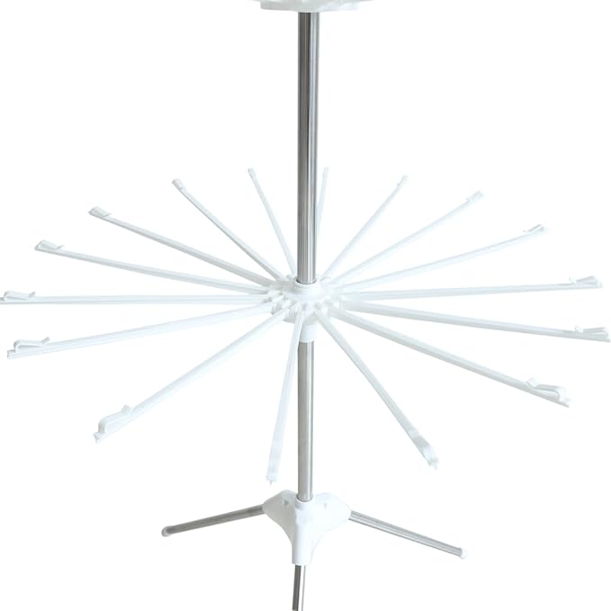 Laundry Rack Clothes Drying Hanger Rack with Clips Folding Collapsible 3-Tier Laundry Drying Ra-Ck for Clothes Socks Indoor Outdoors Balcony White