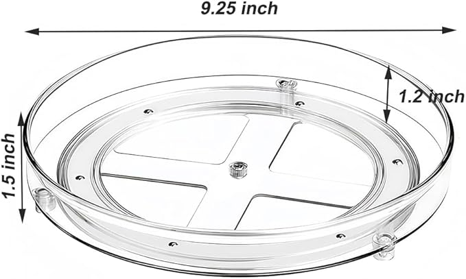 2 Pack Clear Lazy Susan Turntable Organizer, 9.25Inch 360 Rotating Makeup Organizer for Vanity, Desktop Cosmetics Display Cabinet and Perfume Organizer for Small Spaces in Kitchen, Bathroom, Dorm