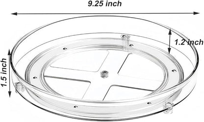 2 Pack Clear Lazy Susan Turntable Organizer, 9.25Inch 360 Rotating Makeup Organizer for Vanity, Desktop Cosmetics Display Cabinet and Perfume Organizer for Small Spaces in Kitchen, Bathroom, Dorm