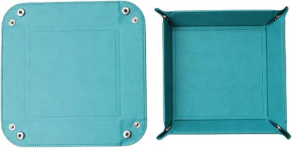 siduater Valet Tray Desktop Storage Organizer – Vegan Leather Catchall Tray Bedside Vanity Tray Nightstand Caddy Holder for Remote Controller, Watch, Keys, Phone, Wallet, Coin, Jewelry, Turquoise