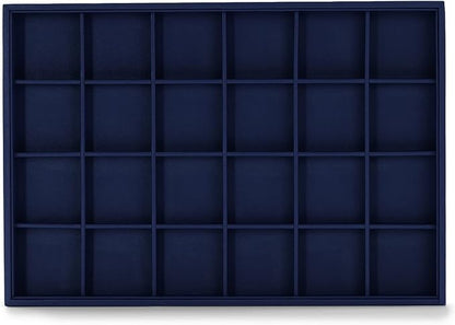 Oirlv Stackable Premium Leather Jewelry Trays 24 Grid Jewelry Organizer for Drawer Rings Earrings Holder Organizer