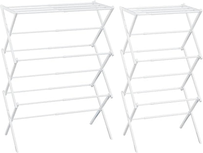 Foldable Drying Rack Clothing, 3-Tier Portable Clothes Drying Racks for Indoor & Outdoor, Anti-Rust Compact Laundry Rack Collapsible, White 29" D x 14" W x 41" H