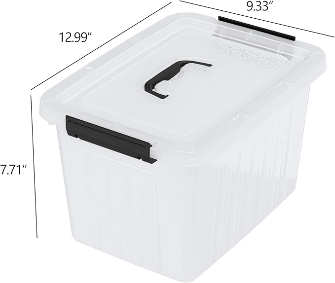 Sadstory 12 Quart Clear Latching Bin with Handle, Plastic Clear Tote Storage with Lid, 6 Packs
