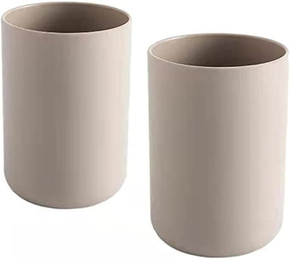 Wongwongcat Bathroom Tumblers 2Pcs, Mouthwash Cup, Toothbrush Holders, Drink Mug, Pen Holder, Unbreakable Dishwasher Safe, 10fl.oz(300ml)/Pcs (Brown & Brown)