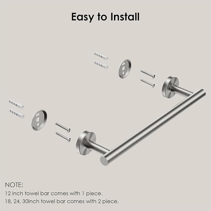 FORIOUS Towel Racks for Bathroom Wall Mounted, Stainless Steel Bathroom Towel Rack 11 Inch, Includes Wall Mounting Hardware (Brushed Nickel, Hanging Space 9-Inch)