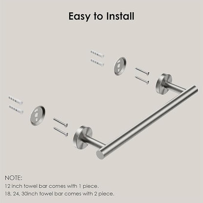 FORIOUS Towel Racks for Bathroom Wall Mounted, Stainless Steel Bathroom Towel Rack 11 Inch, Includes Wall Mounting Hardware (Brushed Nickel, Hanging Space 9-Inch)