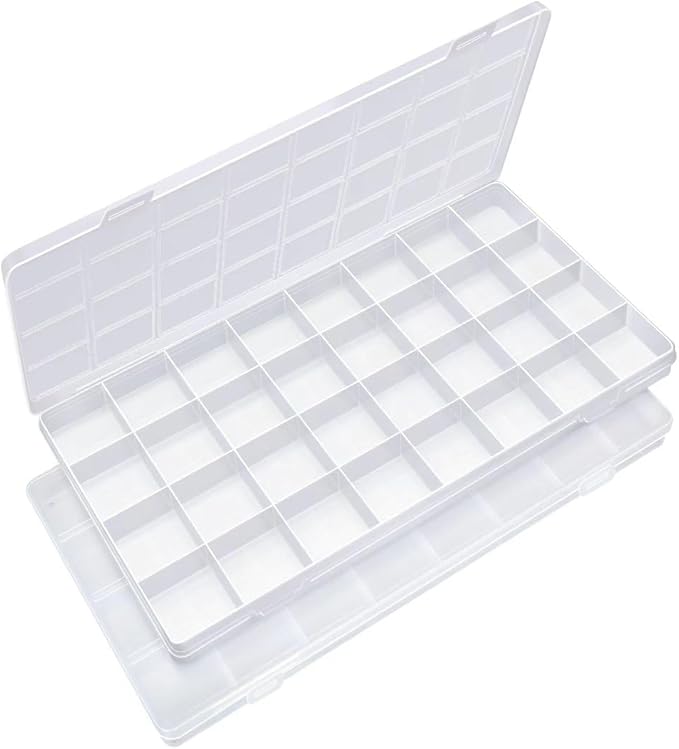 Eppingwin 32 Grids Bead Organizer, Craft Organizers and Storage, Acrylic Organizers, plastic Bead Organizer Box for Crafts Organizing Storing (2 pcak)