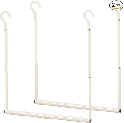 STORAGE MANIAC Adjustable Closet Rod Hanging Clothes Heavy Duty Closet Extender Hanging Rod Space-Saving Clothes Hanging Bar Double Closet Hanging Rod Hanging Closet Organizer Closet Bar,2 Pack White