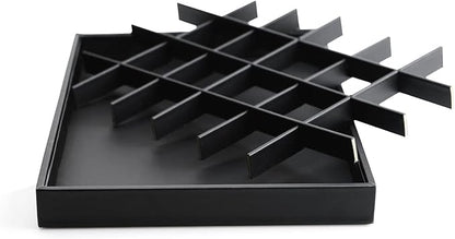 Stackable Jewelry Organizer Tray Premium PU Leather 24 Grid Jewelry Display Tray Trinket Earring Ring Organizer