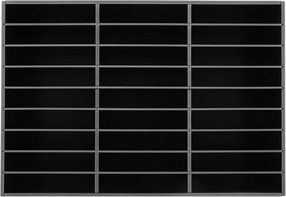 27 Slots Mail Sorters for Office, PVC Literature Organizer with Removable Shelves, Door-Less Mail Center Paper Storage Cabinet for Files Magazines Documents, 9.8 * 2.2in Each Slot (27 Slots - Black)