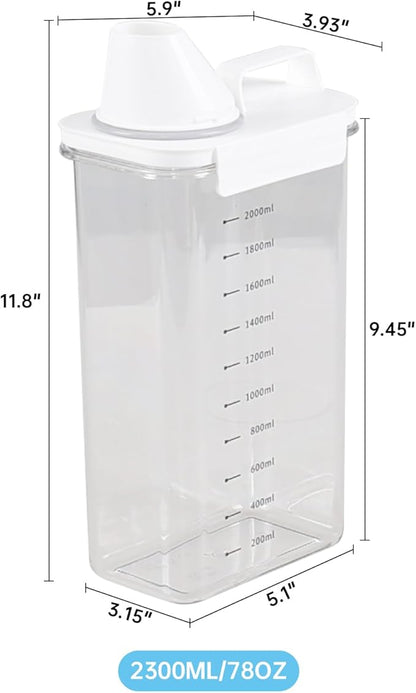 Sandmovie 3 Packs Laundry Detergent Dispenser, 78 Oz Clear Plastic Laundry Soap Containers with Scale