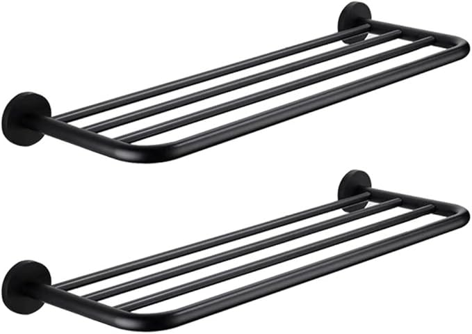 Hotel Towel Racks for Bathroom Wall Mounted, 24 Inch Towel Shelf for Bathroom, 2-Tier Bathroom Towel Rack, Black