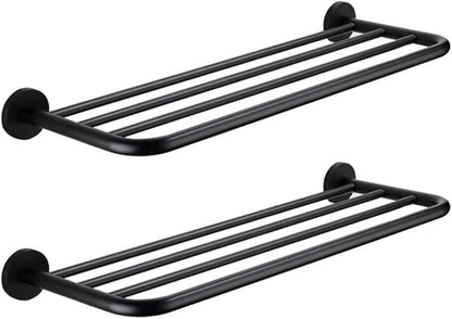 Hotel Towel Racks for Bathroom Wall Mounted, 24 Inch Towel Shelf for Bathroom, 2-Tier Bathroom Towel Rack, Black
