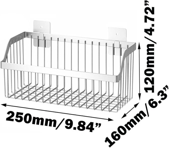SUS304 Stainless Steel Hanging Storage Baskets Organizer Wall Mount, Metal Wire Storage Bin Rack for Kitchen Bathroom Shower Spice Shelf,L 9.84 Inch