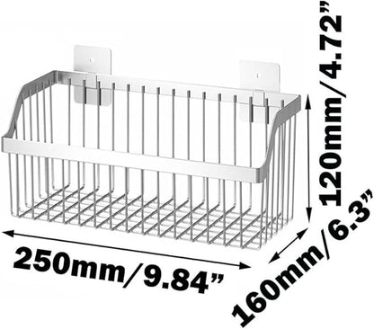 2PCS Hanging Storage Baskets Organizer Wall Mount, SUS304 Stainless Steel Wire Storage Bin Rack for Kitchen Bathroom Shower Spice Shelf,L 9.84 Inch