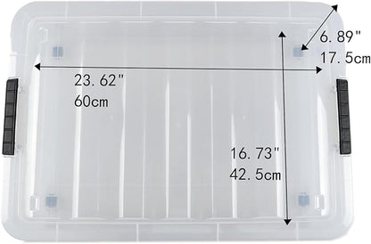 Zopnny 25 Quart Plastic Under Bed Storage Organizer Bin Container with Secure Lids and Durable Buckles, Clear, 3 Pack