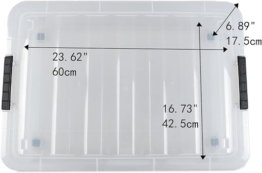 Zopnny 25 Quart Plastic Under Bed Storage Organizer Bin Container with Secure Lids and Durable Buckles, Clear, 3 Pack