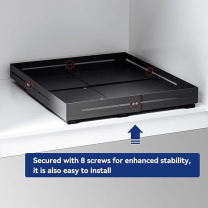 Pull-out Cabinet Organizer,Adjustable Depth(15.7"-24.4") And Width(12.8"-20.5"),3 Silent slides and 2 Support Pulleys,Easy to Assemble and Heavy-Duty Storing slide-out drawer,Black