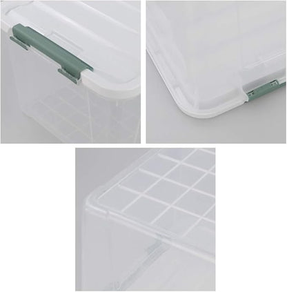 Gloreen 35 Quart Clear Storage Bins with Lid and Handle, Multipurpose Stackable Plastic Storage Latches Box/Containers,set of 4