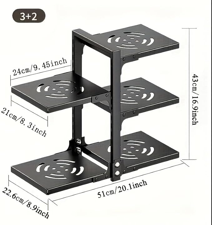 Mnftive adjustable Pot and Pan Organizer for Cabinets - Heavy Duty No Drill Storage Rack, Fits 20 Inch Deep Shelves, Space Saving Under Shelf Design (each layer Max Load 15lbs)
