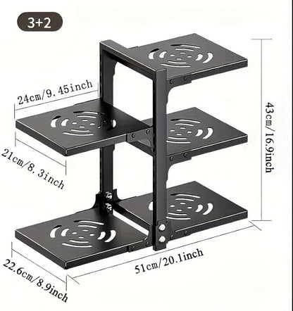 Mnftive adjustable Pot and Pan Organizer for Cabinets - Heavy Duty No Drill Storage Rack, Fits 20 Inch Deep Shelves, Space Saving Under Shelf Design (each layer Max Load 15lbs)