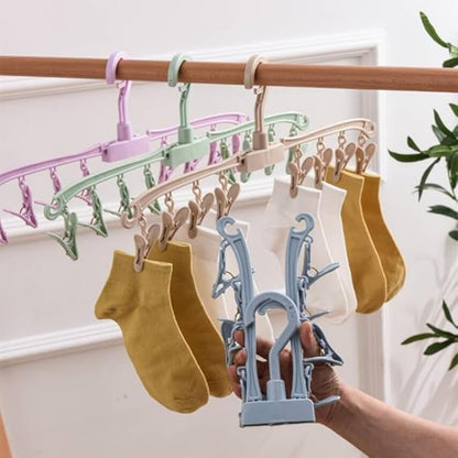 Foldable Drying Rack Drip Hanger, Portable Underwear Hangers Hanging Drying Rack, Folding Rotatable Sock Drying Rack for Drying Socks Lingerie Baby Clothes Drying Towels (Pink)