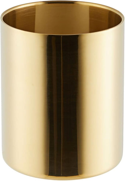 Juvale Desk Organizer Pen & Pencil Holder - 3.2 x 3.9 in, Gold Stainless Steel - Desk Supply Organizer with Gold Pen Cup, Makeup Brush Cup & Vanity Brush Holder
