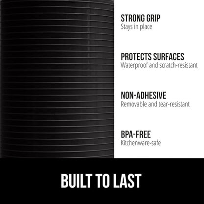 GORILLA GRIP DuraGuard Shelf Liner, Non-Adhesive Cabinet Liners for Kitchen Drawers, Shelves, Refrigerator, Pantry Storage, Bathroom Closet, Durable Waterproof BPA Free Ribbed Plastic, 20x10 Jet Black