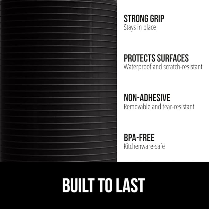 GORILLA GRIP DuraGuard Shelf Liner, 17.5x20 Non-Adhesive Cabinet Liners for Kitchen Drawers, Shelves, Refrigerator, Pantry Storage, Bathroom Closet, Durable Waterproof BPA Free Ribbed Plastic, Black