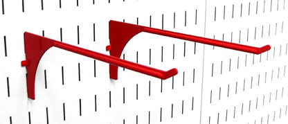 Wall Control Pegboard 9in Reach Extended Slotted Hook Pair - Slotted Metal Pegboard Hooks Pegboard and Slotted Tool Board – Red (Pack of 2)