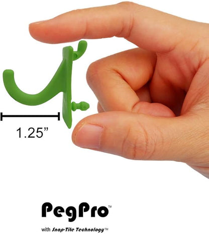 PegPro® J Hooks Kit for Standard “Wood Fiber” pegboard – Durable Plastic Pegboard Hooks - for Garage, Kitchen, Craft Room, and More (J Hook - 24 Pack, Kiwi)