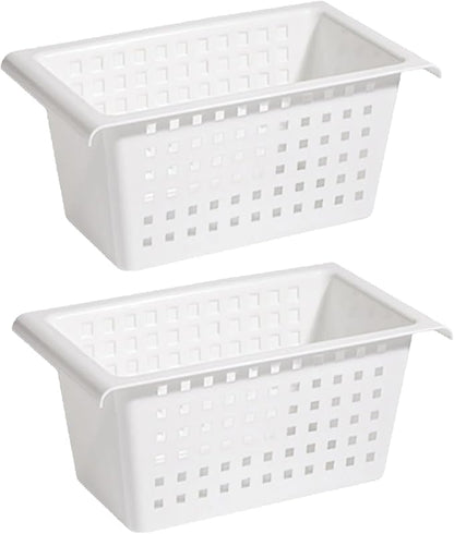 2 Pack Under Shelf Storage Basket Organizer,Hanging Storage Baskets,Hanging Basket for Closet Wardrobe Kitchen for Expandable Rod Under Sink Organizer