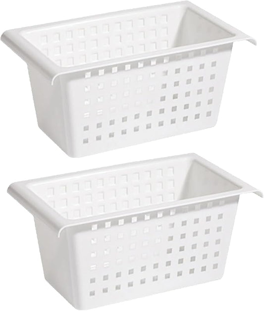 2 Pack Under Shelf Storage Basket Organizer,Hanging Storage Baskets,Hanging Basket for Closet Wardrobe Kitchen for Expandable Rod Under Sink Organizer