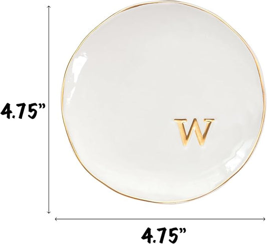 COLLECTIVE HOME - Ceramic Jewelry Tray, Decorative Trinket Dish for Rings Earrings Necklaces Bracelet Watch Keys, Birthday Mother's Day Christmas Gift for Women, 4.75", Glossy (w)