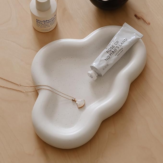 Chubby Jewelry Tray, Cute Cloud Trinket Dish (Nacre White)
