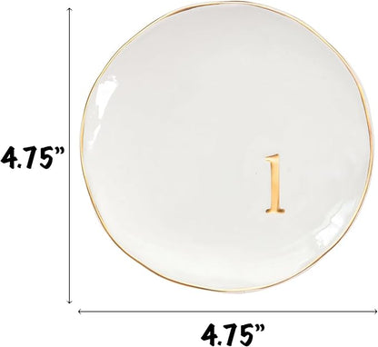 COLLECTIVE HOME - Ceramic Jewelry Tray, Decorative Trinket Dish for Rings Earrings Necklaces Bracelet Watch Keys, Birthday Mother's Day Christmas Gift for Women, 4.75", Glossy (l)