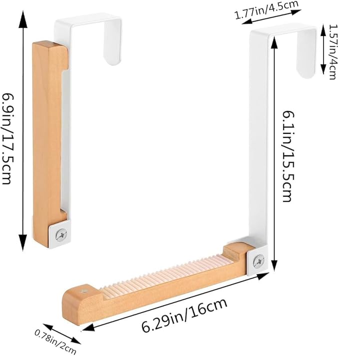 szhdxsy 2pcs Metal & Wood Door Hooks Foldable Easy to Carry Non-Perforated Clothes Hooks Used for Hanging Coats Hats Towels Bags Keys (White)