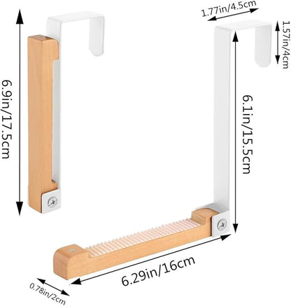 szhdxsy 2pcs Metal & Wood Door Hooks Foldable Easy to Carry Non-Perforated Clothes Hooks Used for Hanging Coats Hats Towels Bags Keys (White)