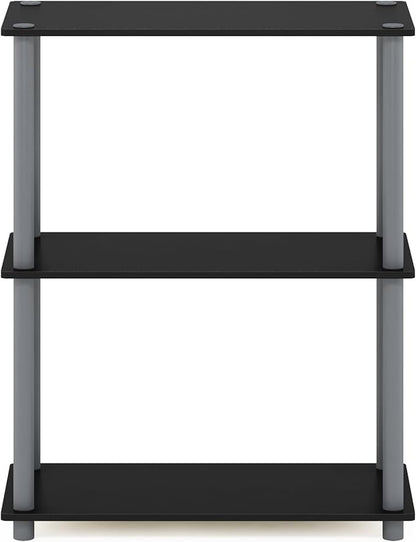 Furinno TURN-N-TUBE Storage Shelves, 3-Tier Book Shelf, Corner Shelf, Toolless Open Shelves, for Organization and Storage, Living Room, Garage, Home Office, Black