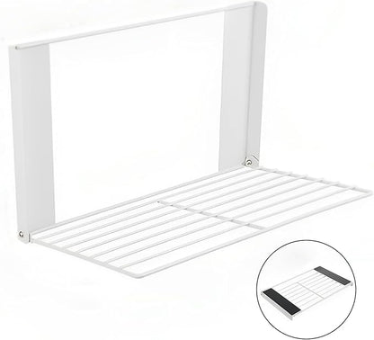 Magnetic Multi-Purpose Organizer Shelf – Space-Saving Side Storage for Washing Machine, Fridge & Bathroom, Folding Towel Rack for Laundry Room & Camper Sink Area – White