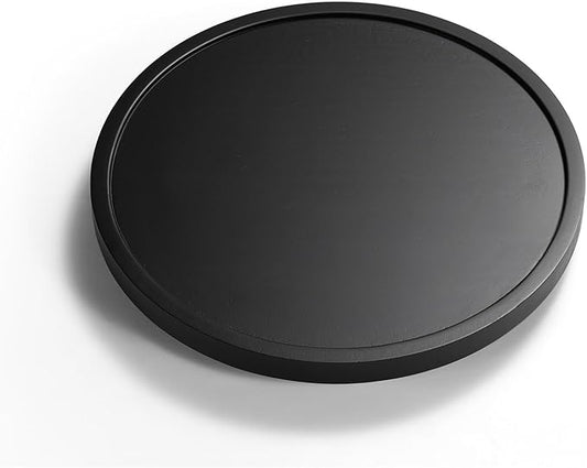 LAMU 9'' Wood Lazy Susan Organizer Turntable for Cabinet, Lazy Susan for Table Top, Pantry, Kitchen, Bathroom, Countertop, Rotating Spice Organizer, Vanity Decor Tray, Pine Wood, Black