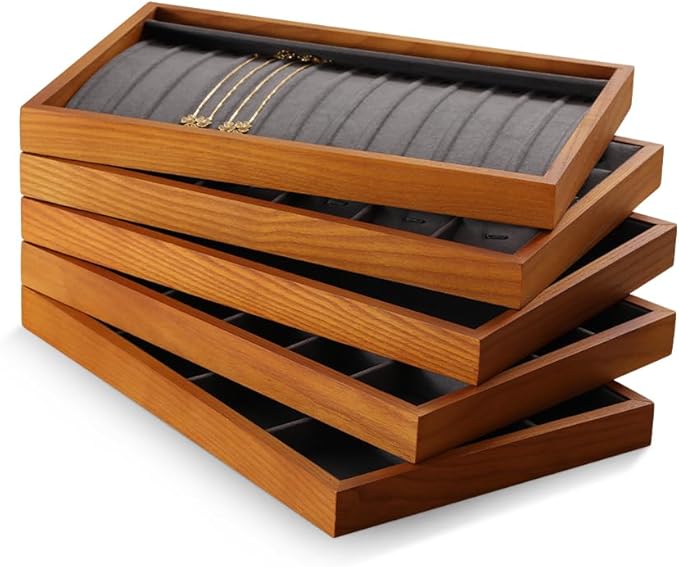 Yinbeini Jewelry Drawer Organizer, Wood Stackable Jewelry Trays,White Bracelet Storage,Premium Jewelry Tray For Watch,Bangle
