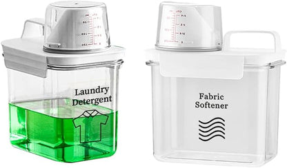 [2 Pack] Laundry Detergent Dispenser for Laundry Room Organization and Storage,37 Oz Laundry Soap Dispenser,Liquid Laundry Detergent Dispenser with 4 Removable Labels,BPA Free & PET Plastic,Clear