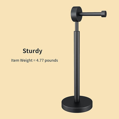 YUMORE Toilet Paper Holder Stand,Freestanding Bathroom Metal Black Matte Tissue Roll Holder for Modern Bathroom